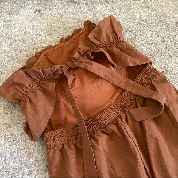 ASTR The Label Linen Jump Suit Wide Leg Strapless Ruffle Backless Elasticated: L - Picture 8 of 12